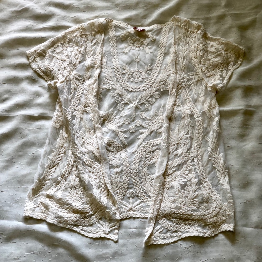 LACE SHORT SLEEVE CARDIGAN